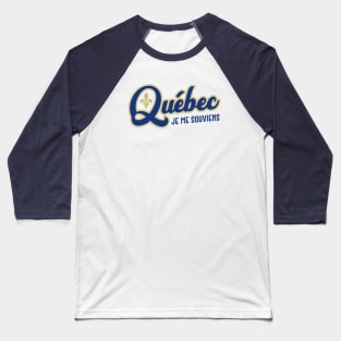 Quebec Je me souviens Canada Classic Athletic Script Blue Baseball T-Shirt